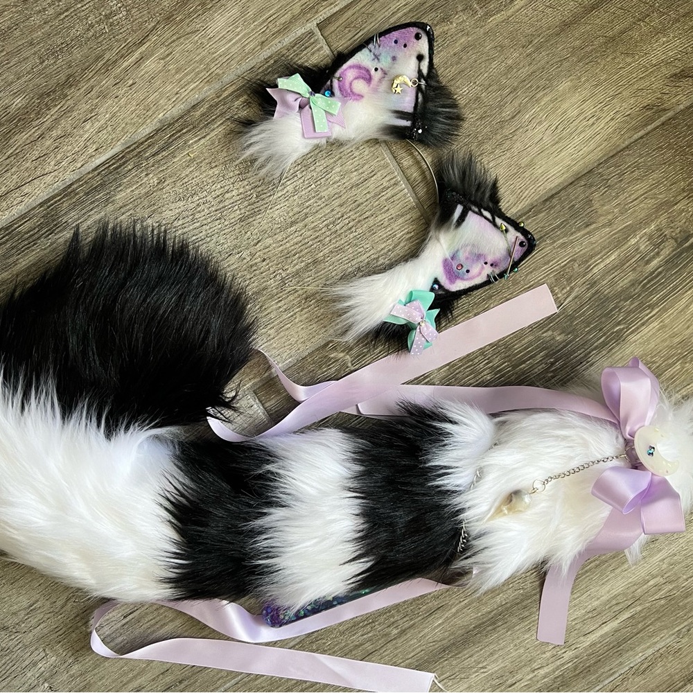 OOAK cat ears & matching tail!
